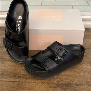 Birkenstock platform black leather sz 36